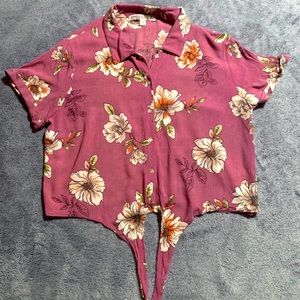 Floral Tie Front Blouse